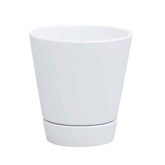 Mainstays Pottery 4" Matte White Ceramic Planter with Saucer - 2 Planters - Picture 2 of 3